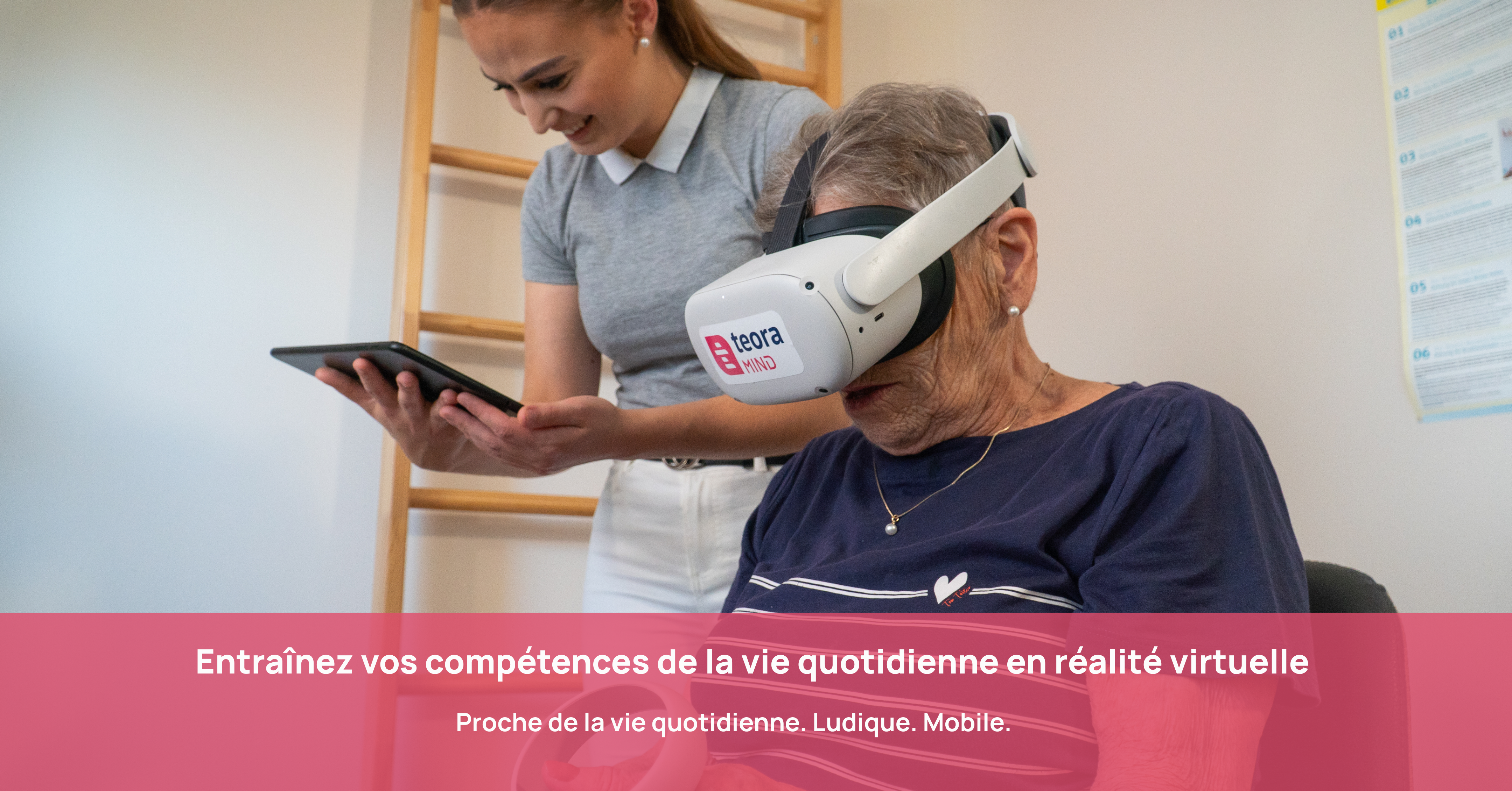 Les personnes âgées s'entraînent ensemble avec une tablette et des lunettes VR